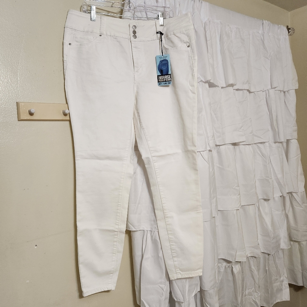 White Skinny Jeans Stretch Plus Size 18 New Wax Butt I Love You